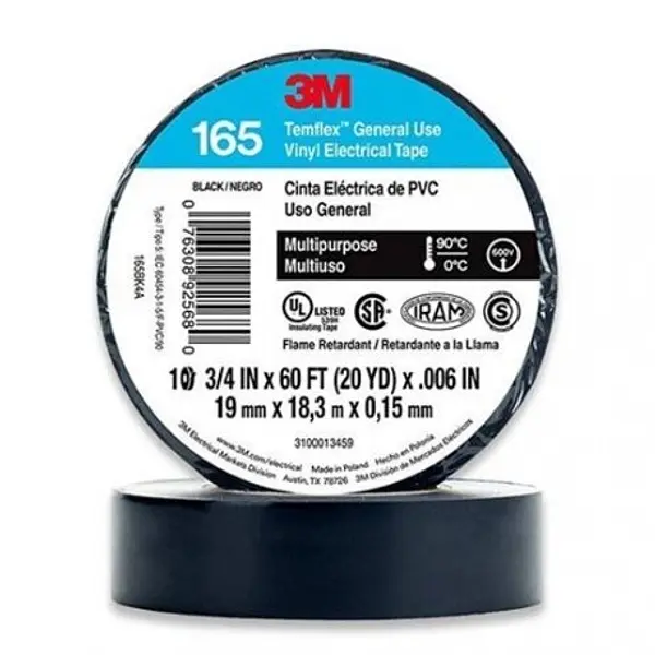 Cinta Aislante Temflex Negra De 19 Mm De 18 Mts